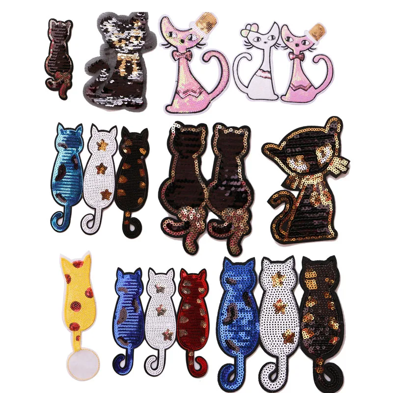Módna dekorácia Patch Cat Flitre ikona vyšívané náplasti pre kawaii oblečenie DIY železo na odznakoch na batohu