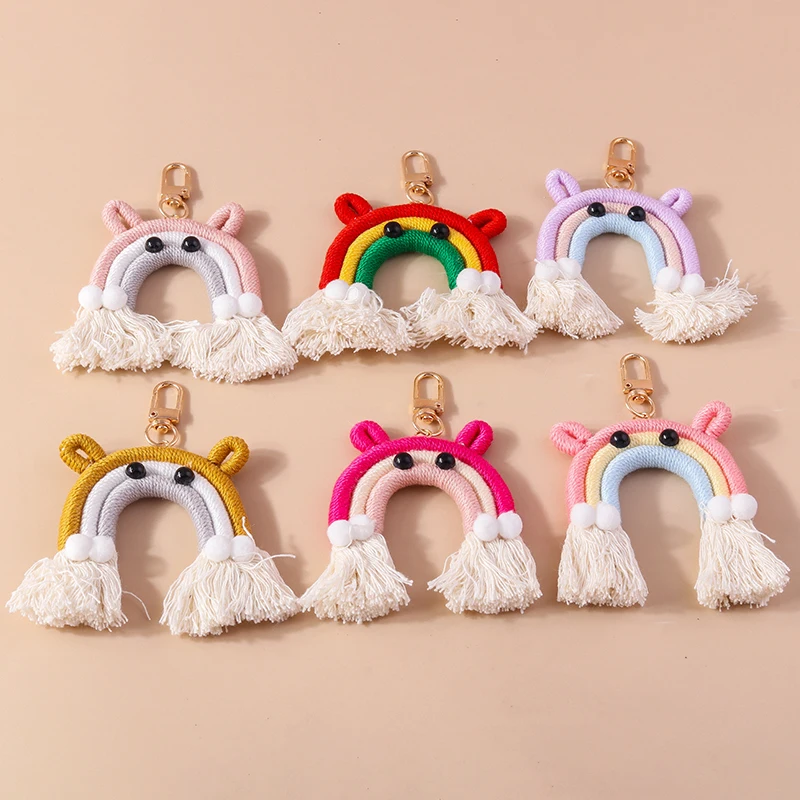 Módna dúha Keychain Bohemian Tassel Car Keyrings Dámske dievča Dievčatko ozdoby