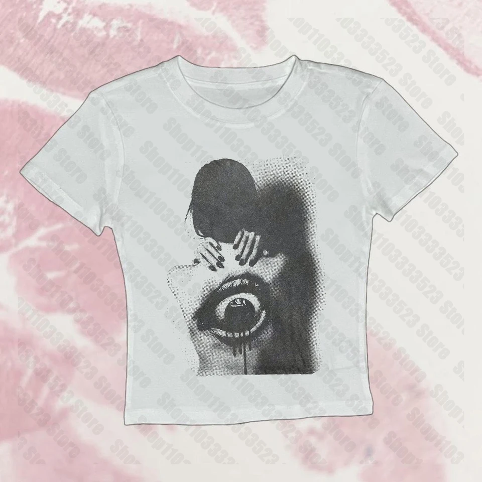 Módna emo dievčatá grafika štíhle plodiny topánky Dámske tričko s krátkym rukávom Žena Vintage Streetwear Gothic Baby Tees Y2K Punk oblečenie