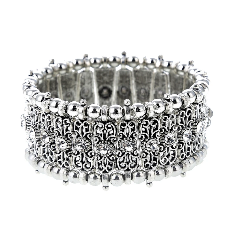Módna etnická česká elastická elastická náramky a náramky pre ženy Crystal Shinestone Vintage Beach Stretch Boho náramky šperky