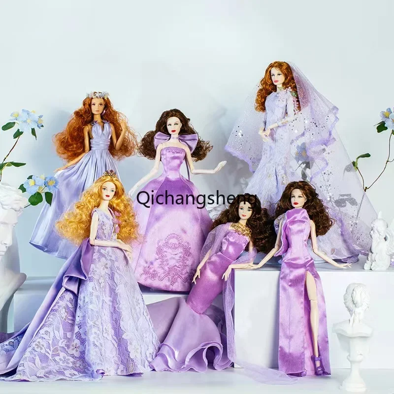 Módna fialová 1/6 bábik, oblečenie pre Barbie, ručne vyrábané princezné oblečenie večerné šaty pre Barbie Clothing Kids Hračky 11.5