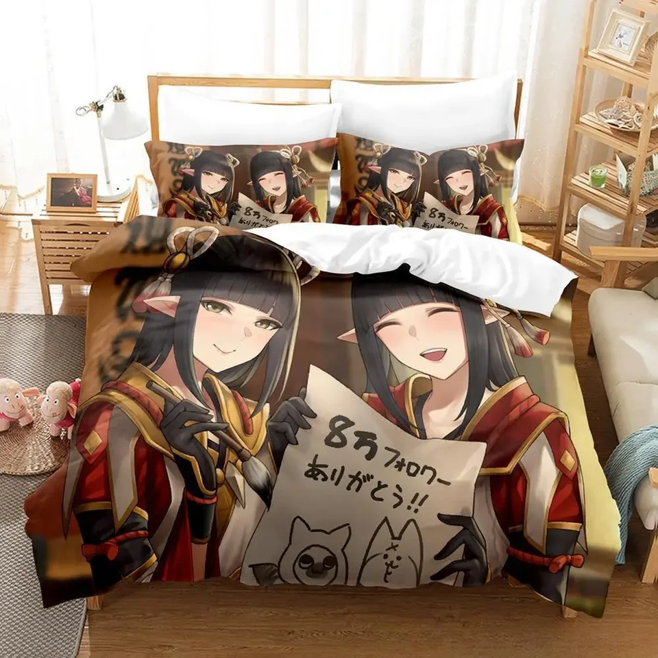 Módna hra Monster Hunter Hinoa a Minoto Set Set Single Twin Full Queen King Size Bed Set Set Adult Kid Spálňa Duve Cover Sets