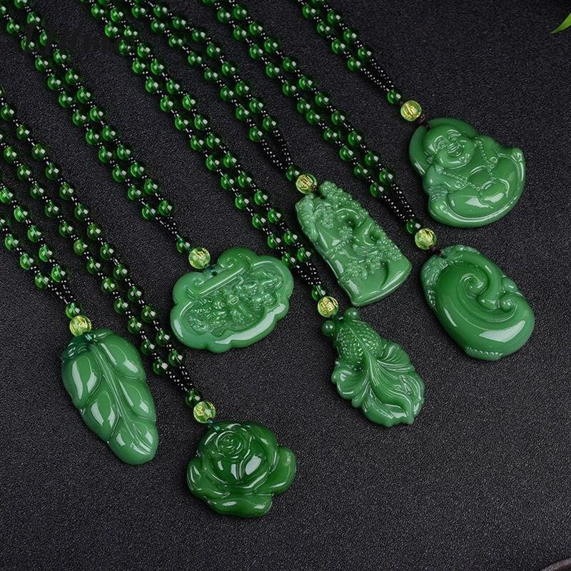 Módna klasická prírodná čínska agate prívesok jade jadrlace kúzlo pre ženy muži šperky vyrezávané požehnanie šťastné amuletové darčeky