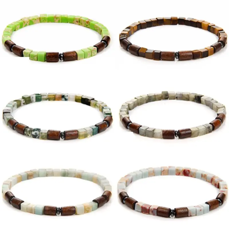 Módna kocka korálkový náramok tiger eye kamenné agates