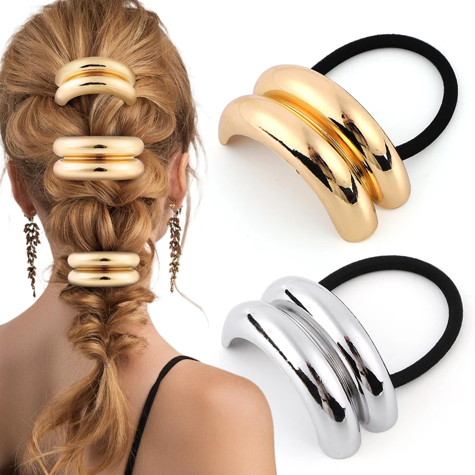 Módna kovová kovová kovová hladká dvojitá páska lano lano Hairbands Dámske dievča jedinečný vlasový špendlík laná šperky šperky cytail kravaty darčeky