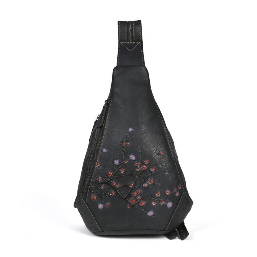 Módna kravská kožená kvetina hrudník balenie Men Dámske prvá vrstva Kožená veľká taška 9,7 palca iPad Single Bag Outdoor Ramery Bags