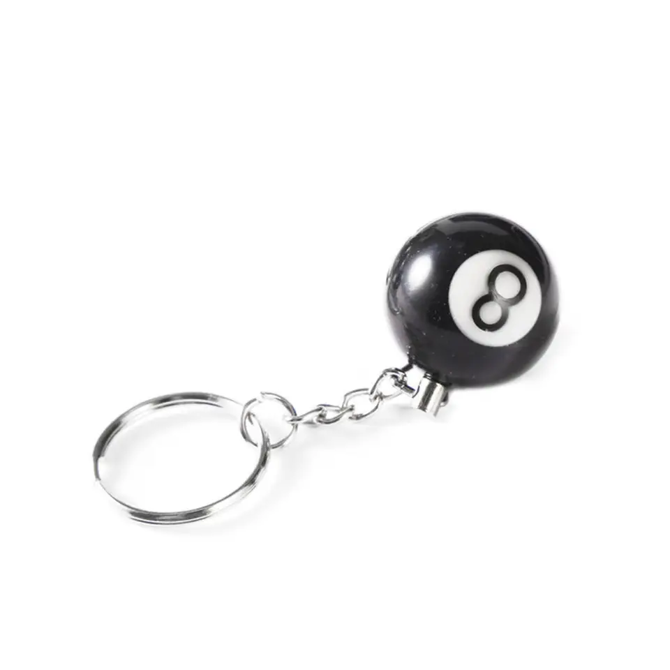 Módna kreatívna biliardová bazén Keychain Table Ball Key Ring Ring Lucky Čierne č.
