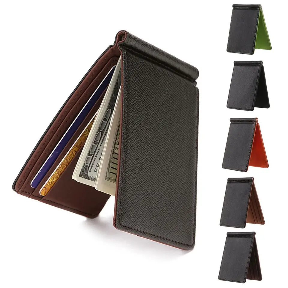 Módna kreditná karta Sollid Thin Wallet ID Držitie karty Men Peňaženka Krátka pokožka kabelky Bifold Money Clip