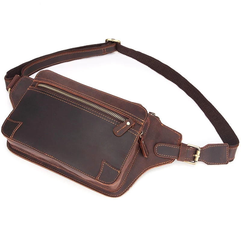 Módna luxusná multifunkčná fanny pásová balenie Crazy Horse Leather Pánska ramenná taška vonkajšia športová taktial tagpack