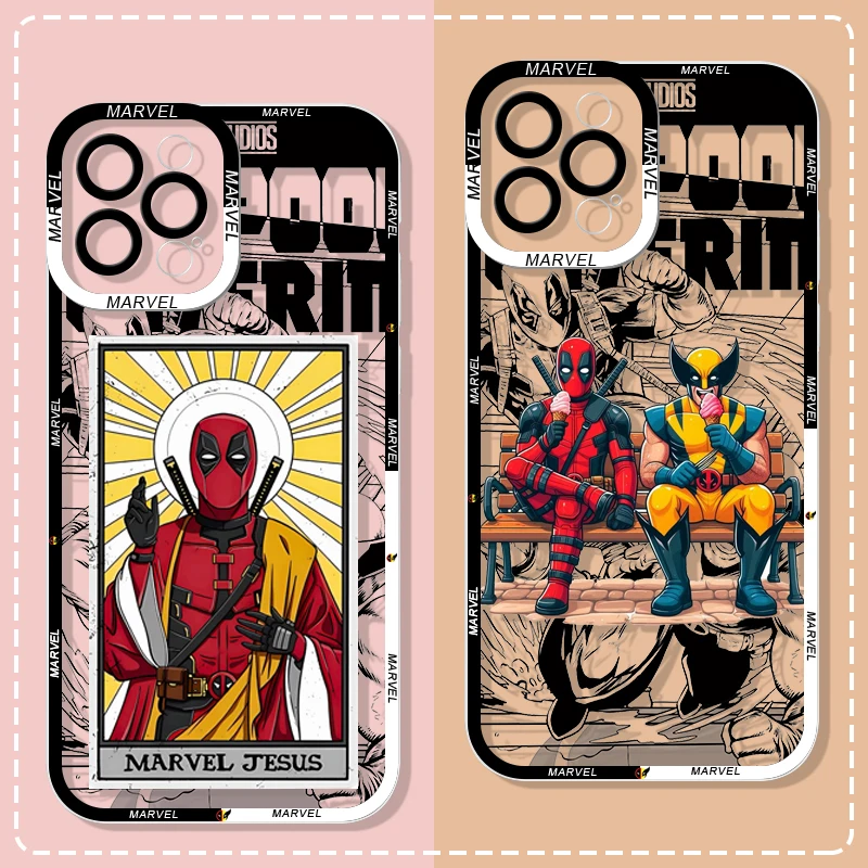 Módna Marvel Deadpool Wolverine telefónny prípad pre Samsung Galaxy S22 S23 S24 Plus Ultra S20 S21 Fe A55 5G Soft Clear Cover Fundas