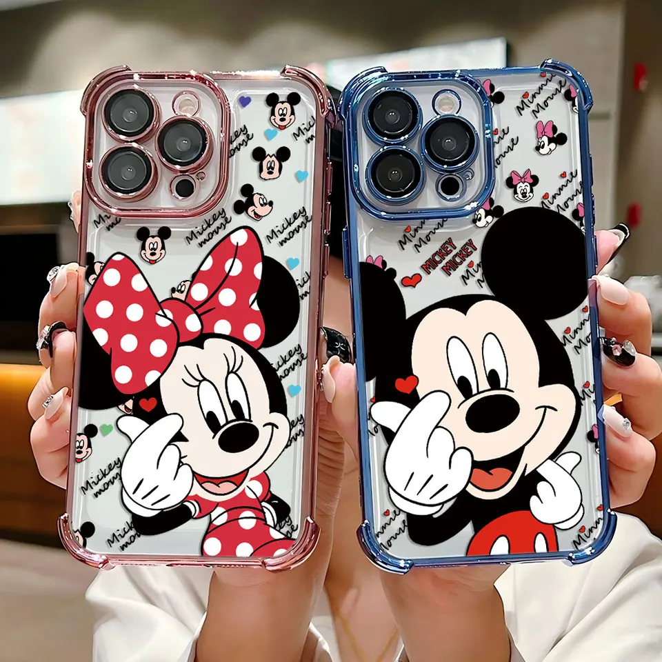 Módna MICKEY MINNIE PLATING PRÍPAD PRE OPPO Realme C55 C53 C30 C35 C33 C31 C15 9 7 5 5S Pro Plus 4G 5G Anti-Fall Cover Airabag Cover Airabag