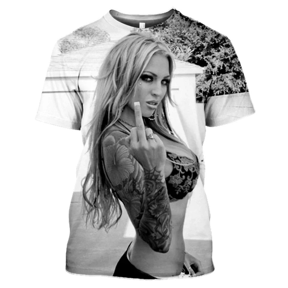 Módna nová sexy bohyňa 3D tlačené pánske tričko Summer Loose Casual Casy Wear o ne-neck