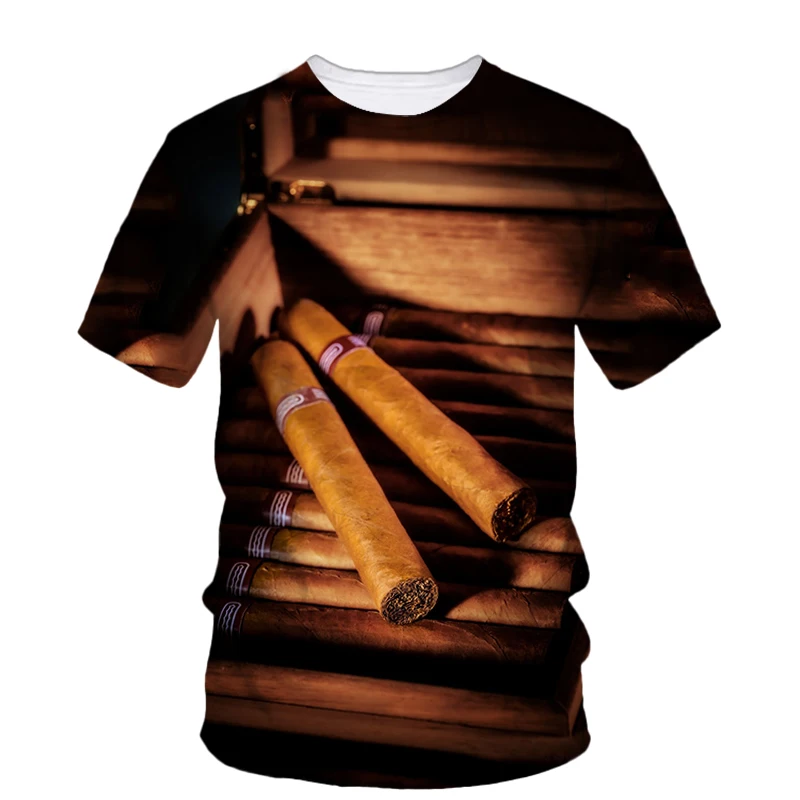 Módna osobnosť cigaru Cigar Tobacco 3D tlač letné pánske pušiek Street Trend Fashion Creative Casy Classic Tričko