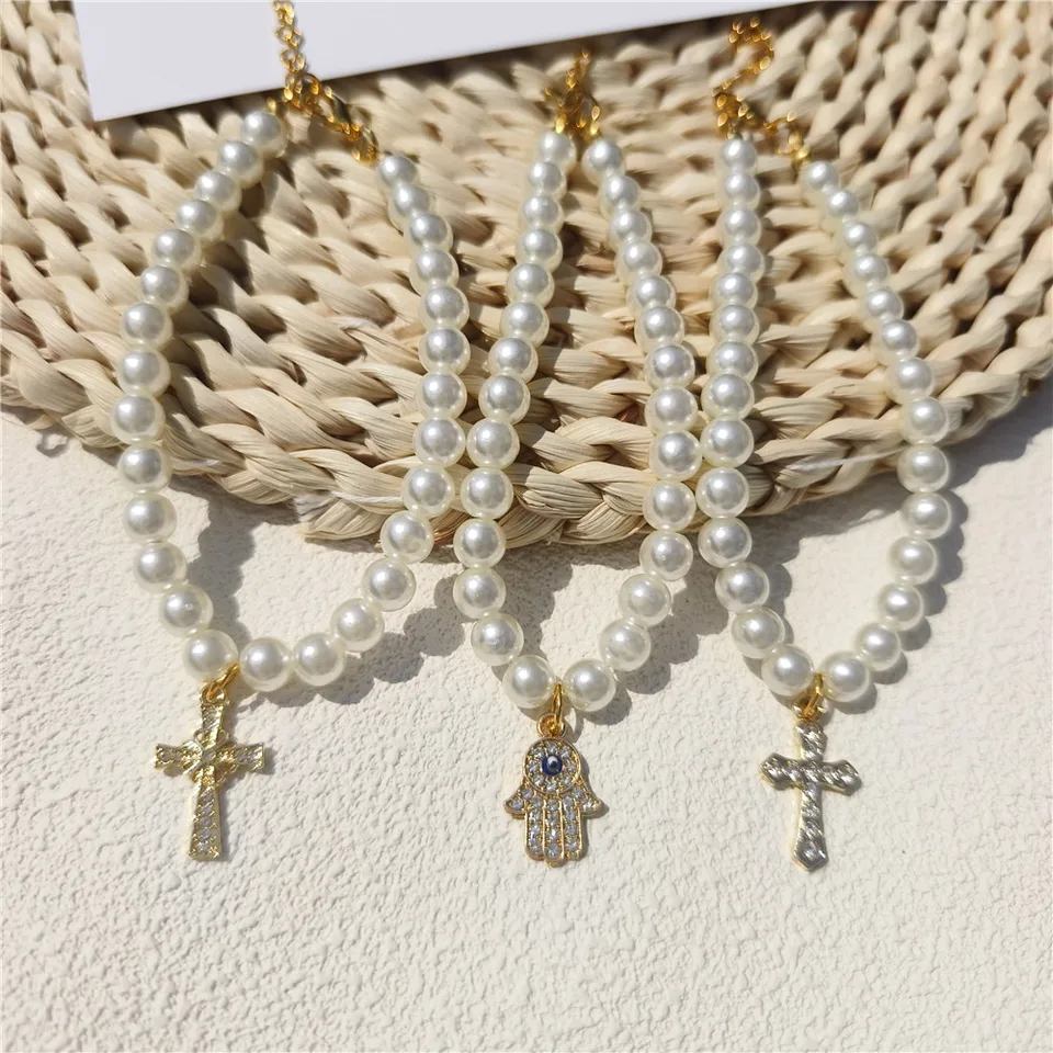 Módna perla náhrdelníka Vintage krížový diabolský prívesok Cat Cat Collar nastaviteľné mačiatko obojky šaty Chihuahua Pet doplnky