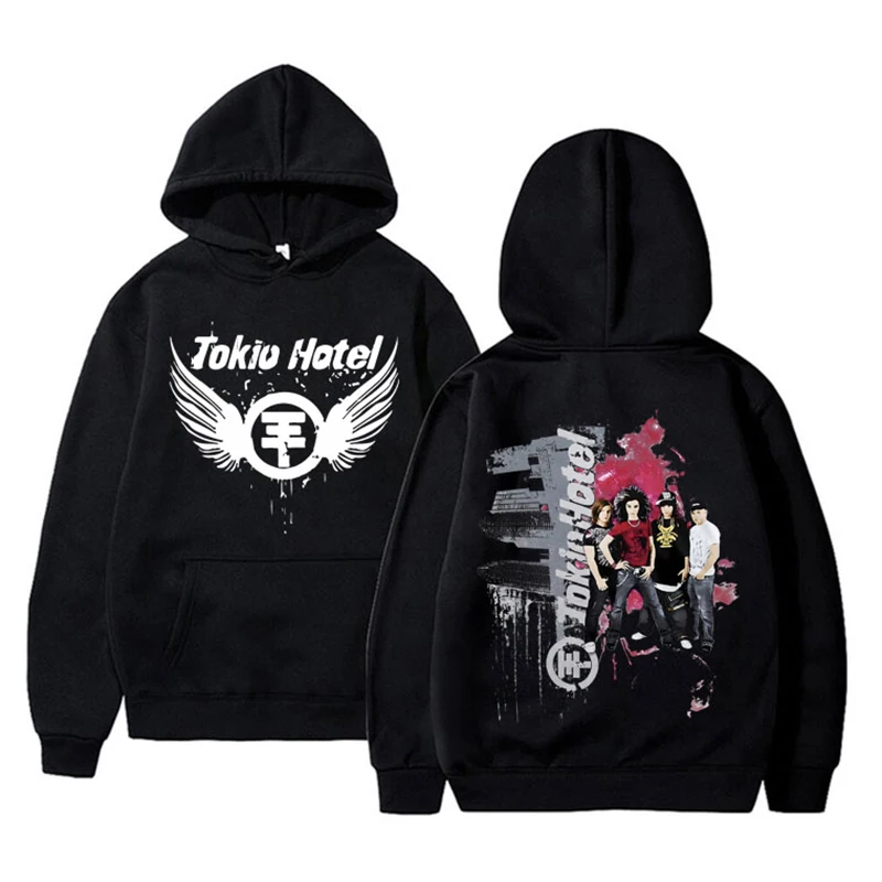 Módna rocková skupina Tokio Hotel Tlačené mikiny Men ženy nadmerne vysoké kapucňu hip hop hopy mikiny harajuku pullovs unisex oblečenie
