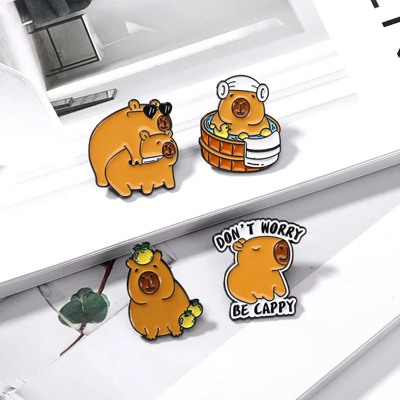 Módna roztomilá karikatúra CapyBara smalt brošľ