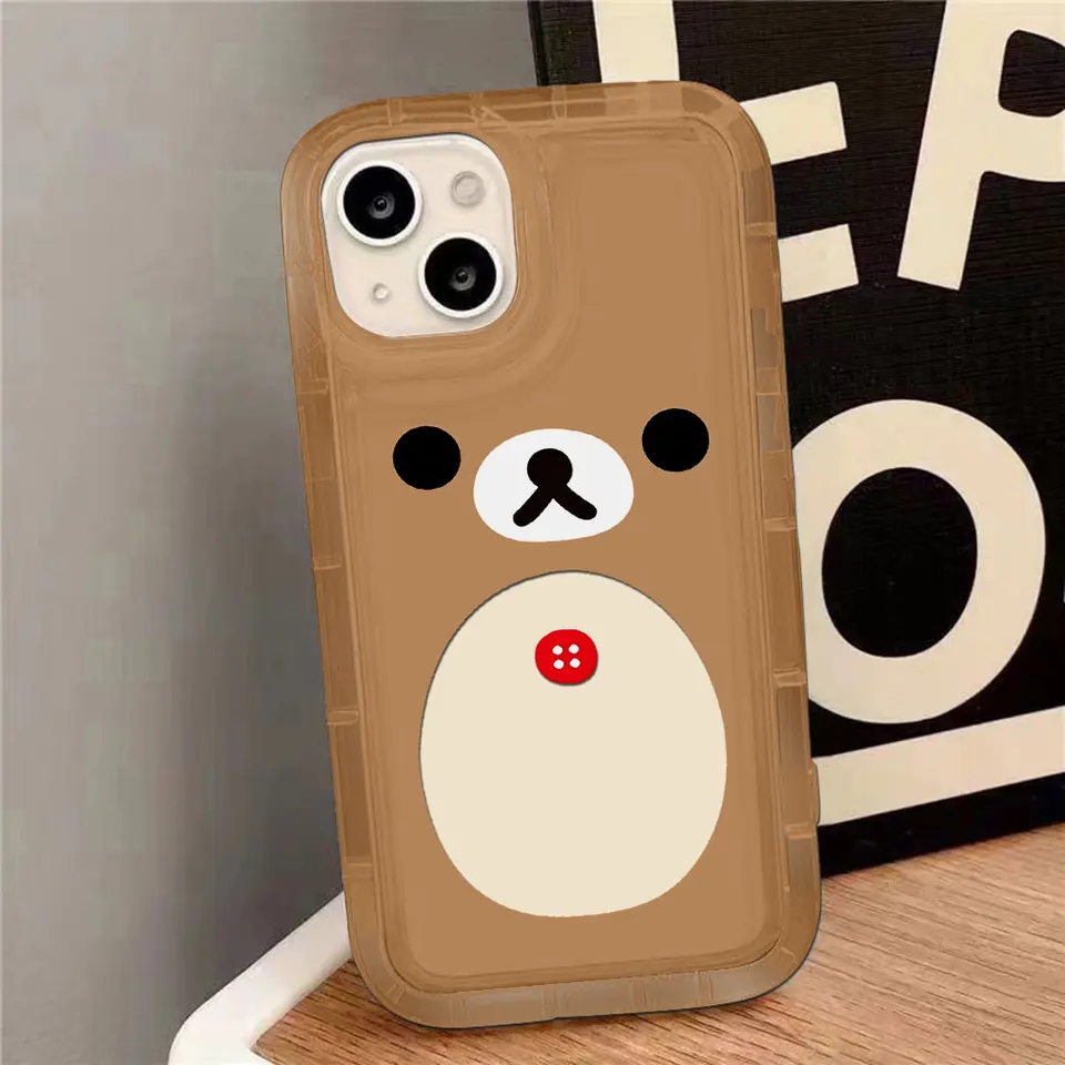Módna roztomilá karikatúra Rilakkuma Bear Telefón puzdro pre Samsung Galaxy S24 S23 S22 S21 Note20 Note10 Note10 Fe Ultra plus 4G 5G Clear chrbát