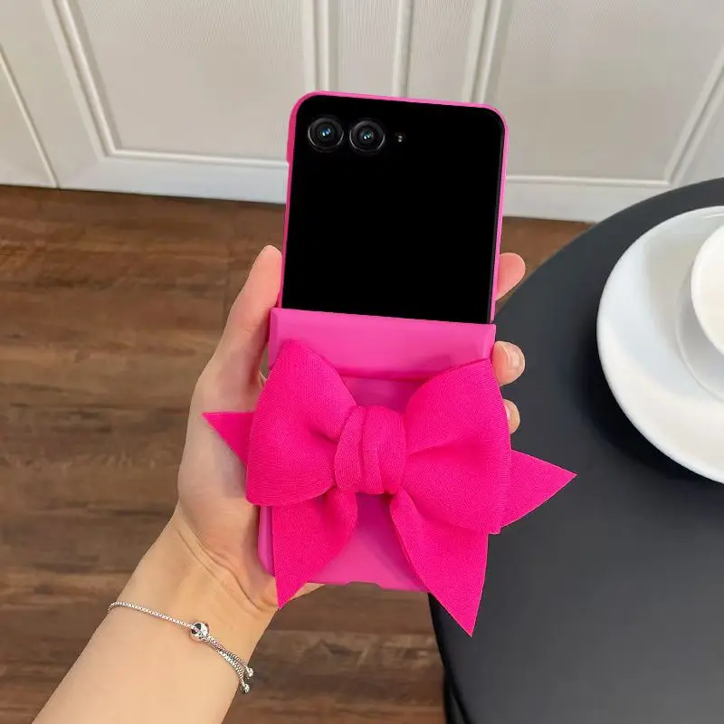 Módna ruža červená 3D pletený puzdro pre telefón pre Motorola Moto Razr 50 Razr 50 Ultra Razr Plus 2024 Razr 2024 Ochranný kryt