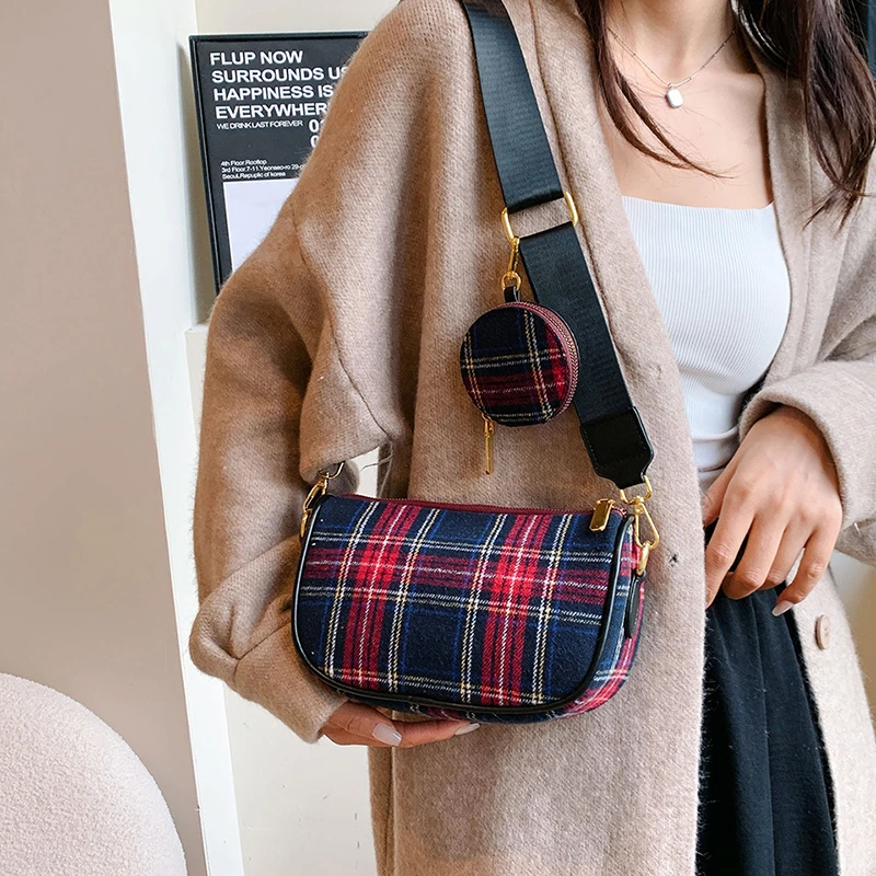 Módna single nová vlnená tkanina s jedným ramenným crossbody taškou vonkajšieho dochádzania do voľného času všestranné tašky