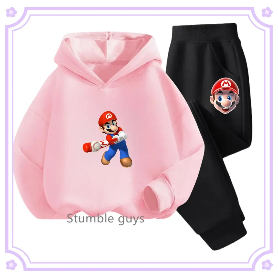 Módna super marios bros mikina set jarná pádová didswear set top + nohavice oblečenie chlapci dievčatá Marios