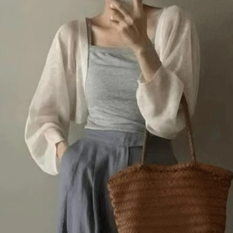 Módna tenká masová farba ľadovodný hodvábny krém na opaľovací krém Sargan Sungan Sunkreen Clothing pre ženy dievčatá ležérne letné rukávy krátky kabát