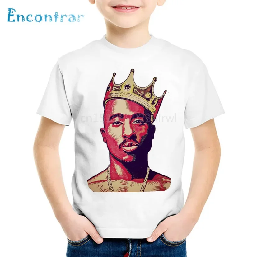 Módna tlač Tupac 2pac Detské tričká Detské hip hop lup letné oblečenie s krátkym rukávom Príležitostné chlapci/dievčatá detské tričko