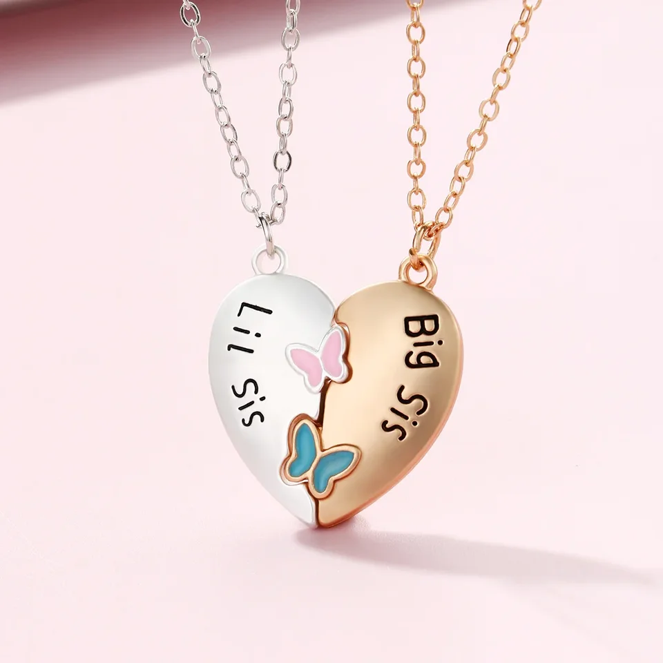 Módna veľká sis lil sis srdcový náhrdelník pre ženy Men Populárne bff magnetický prívesok Chian Party Jewelry Sety Nový príchod