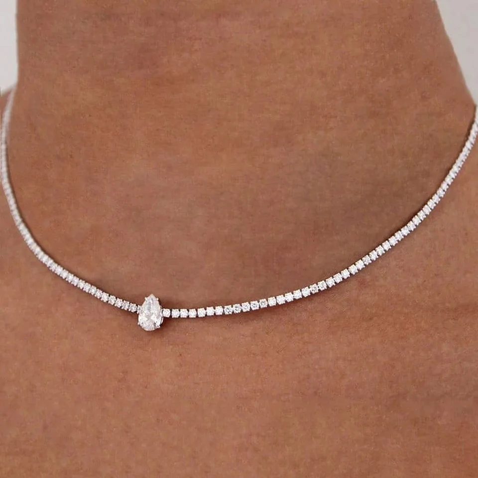 Módna voda kvapka Náhrdelník náhrdelník Chokery Doplnky pre ženy jednoduché reťazové reťazce Crystal Cover Choker Svadobné svadobné šperky