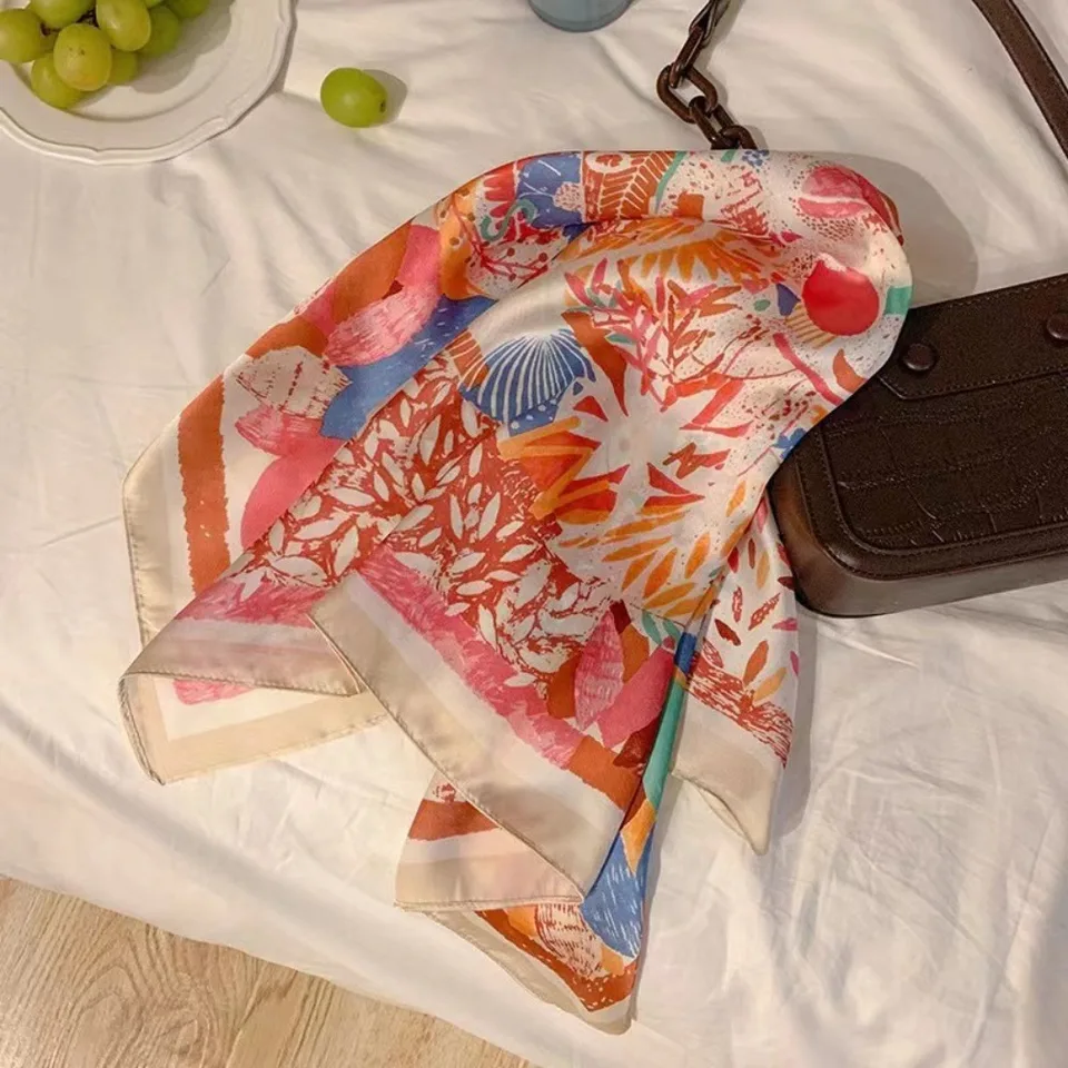 Módna všestranná ochrana pred slnkom Summer Ženy Veľké štvorcové šál francúzske retro šatky pláž podprsenka Top čelenka