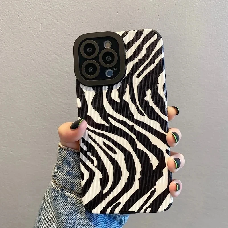 Módna Zebra Art David Snake Silikone Puzdro pre iPhone 15 11 12 13 14 16 Pro Max Mini Plus x XS XR Soft Shock -Stramproof Leather Cover