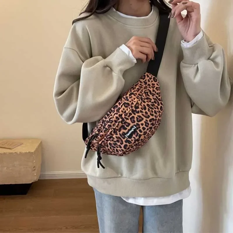 Módna zebra pruhový pás taška vintage leopard vytlačená fandiaka pre ženy