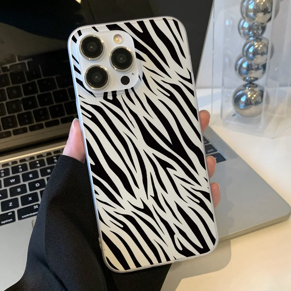 Módna zebra pruhy silikónové puzdro pre iPhone 15 Pro Max Case iPhone 11 16 12 13 14 Pro Max 13 12 12 Mini Plus matný telefónny kryt