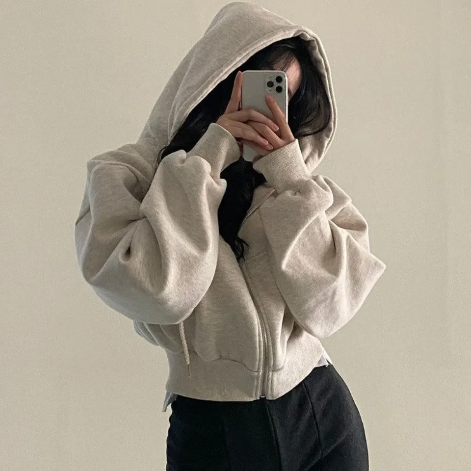 Módna zipsová mikina mikina Ženy Jeseň s dlhým rukávom Tops Tops Tops Casy Y2K Hoodies Streetwear Harajuku Ženské bundy kabáty