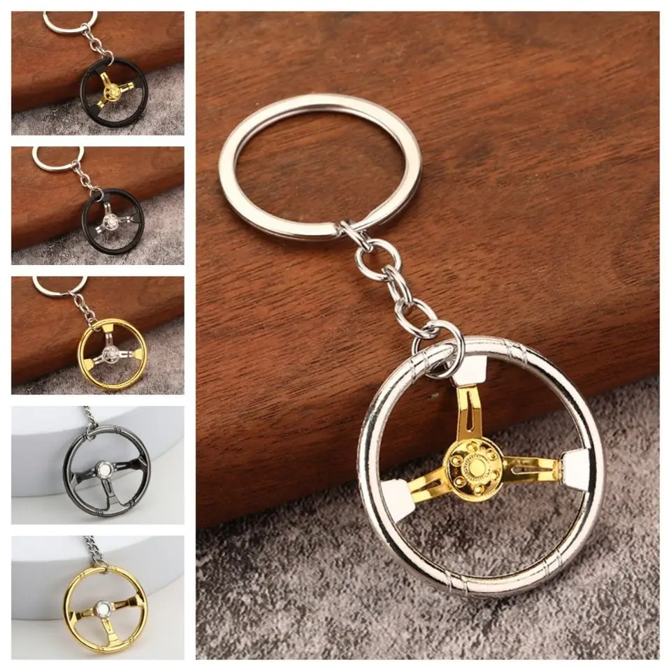 Módna zliatina Racing volant volant kľúča prsteň punk keychain auto respiting prívesok Tri farebné kreatívne darček