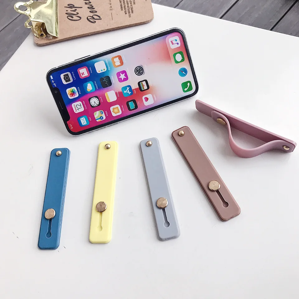 Módna zápästová skupina Silikónový držiak prstom prstom pre iPhone Xiaomi Samsung Universal Plain Color Stop
