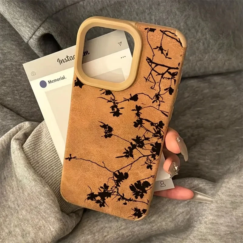 Módna čierna kvetina faux kožené puzdro pre iPhone 16 15 14 13 12 11 Pro xs max xr x 15 plus 16 pro max maxový zadný kryt
