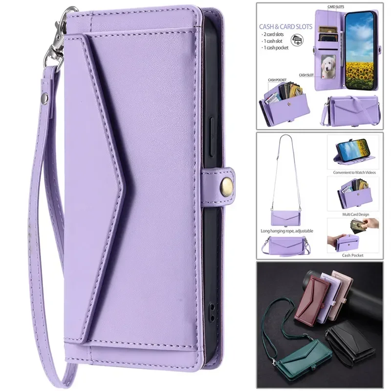Módne flip kožené puzdro pre puzdro pre OnePlus 12 11 10 Pro 9 8 8 T Crossbody Wallet Carter Cover pre One Plus Nord Ce 4 5G Ace Coque