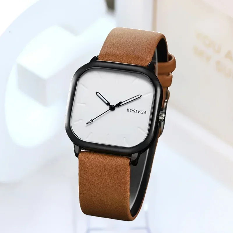 Módne hodinky Simple Square Pu Kožené kremeň Men Business Watch Watchwatch for Men Hodiny pre ženy Montre homme