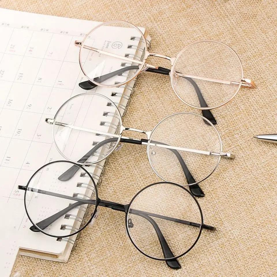 Módne klasické kovové okrúhle okuliare Myopia Ženy Men Ultra Light Resin Križovatka okuliarov okuliare Vision Care Diopter okuliare -1,0 ~ -4.0