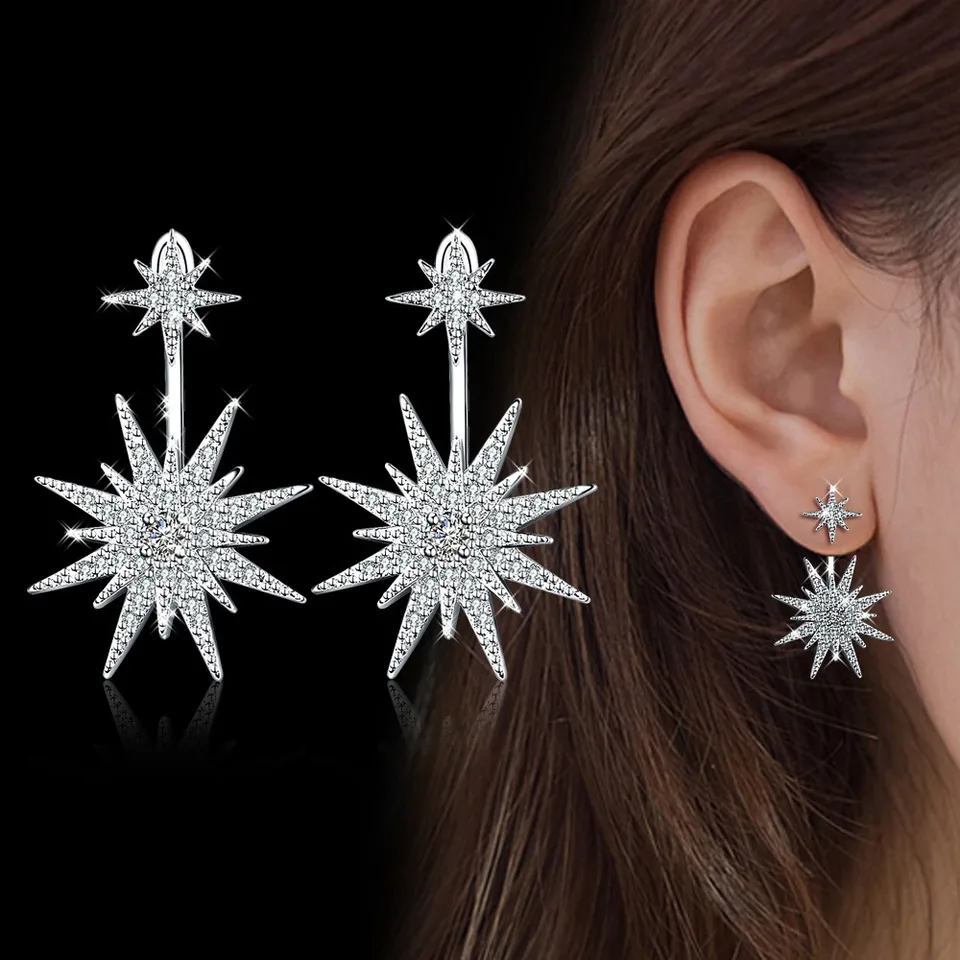 Módne krištáľové snehové vločky Dangle Dangle Dangle Dangle náušnice pre ženy trendy kamienky zirkónové náušnice Svadobné večere šperky Drop Doprava