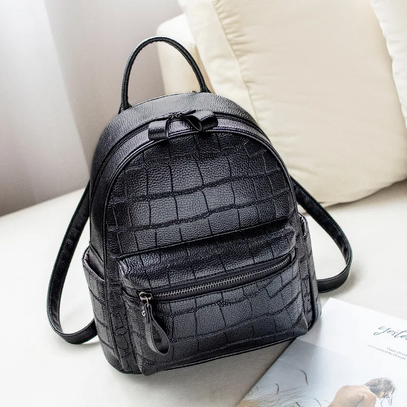 Módne krokodíl ženy batoh malé dizajn značky Schoolbags pre dievčatá Daypack put kožené ženské cestovné tašky Čierne