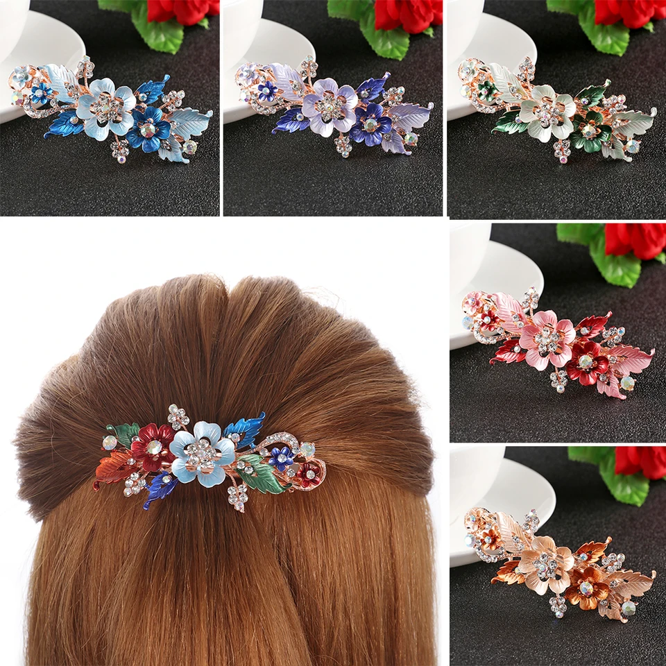 Módne kvetinové barety živice klip na vlasy klip Barrette Crystal Hairpin Headar pre ženy dievčatá s vlasovými stylingovými doplnkami