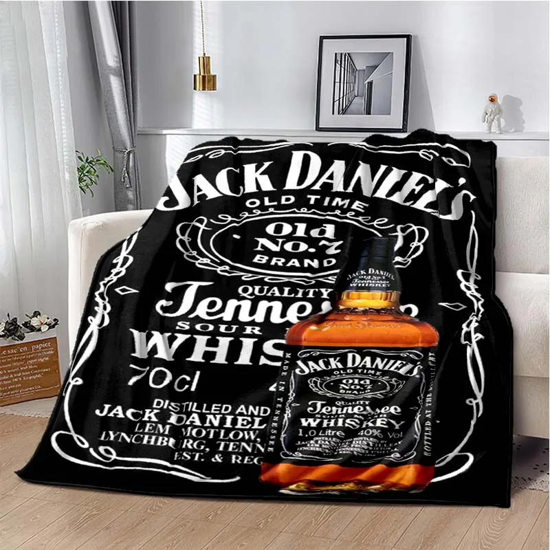 Módne logo J-Jack Daniels Logo Flanel Dride, Mäkká a pohodlná domáca dekorácia, spálňa, obývacia izba, pohovka, posteľná prikrývka