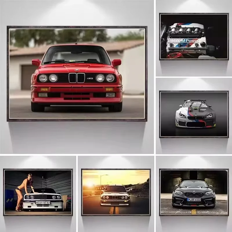 Módne m3 BMW E30 Racing Car Wall Art Print pre modernú obývaciu izbu dekor cool supercar obrázok na plátne