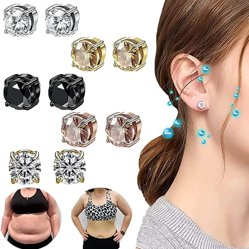 Módne magnetické akupunktúrne náušnice Hmotnostná strata ucho Ucho Nepiercing bio magnetické chudnutie stimulujúce akupoints Zdravé šperky