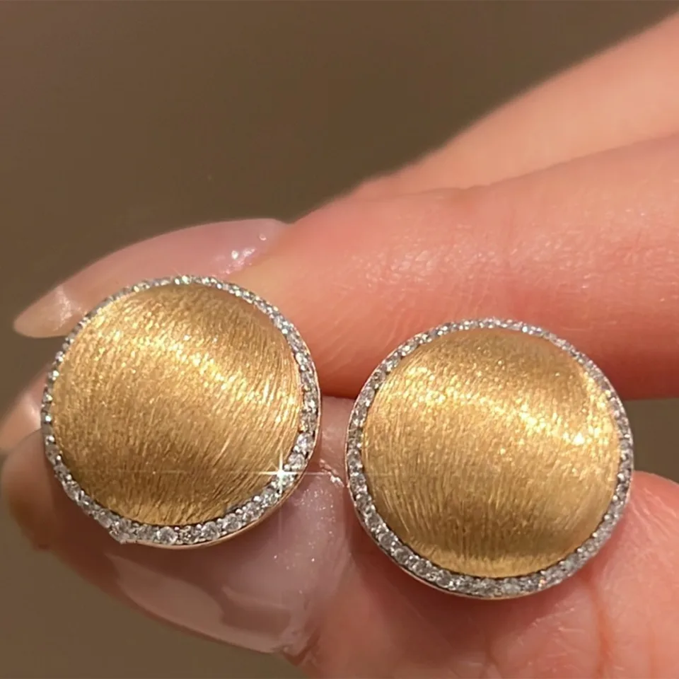 Módne moderné 18k zlaté kruhové kruh zirkón cz uší geometrické strieborné náušnice ins šperky príslušenstvo bijoux