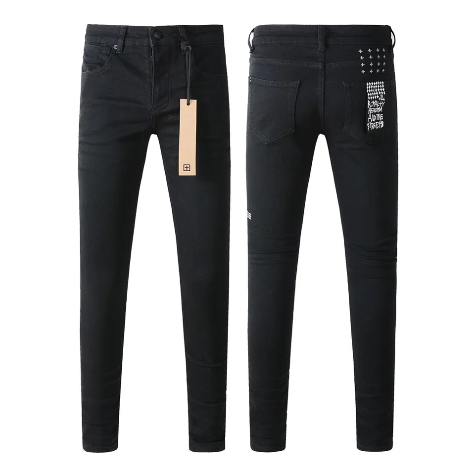 Módne muži džínsy Ksubi kríž čierna vysoká ulica maľba Trend Trend Low Rise Skinny Denim Pants Pleat Ripped Frayed nohavice 3004