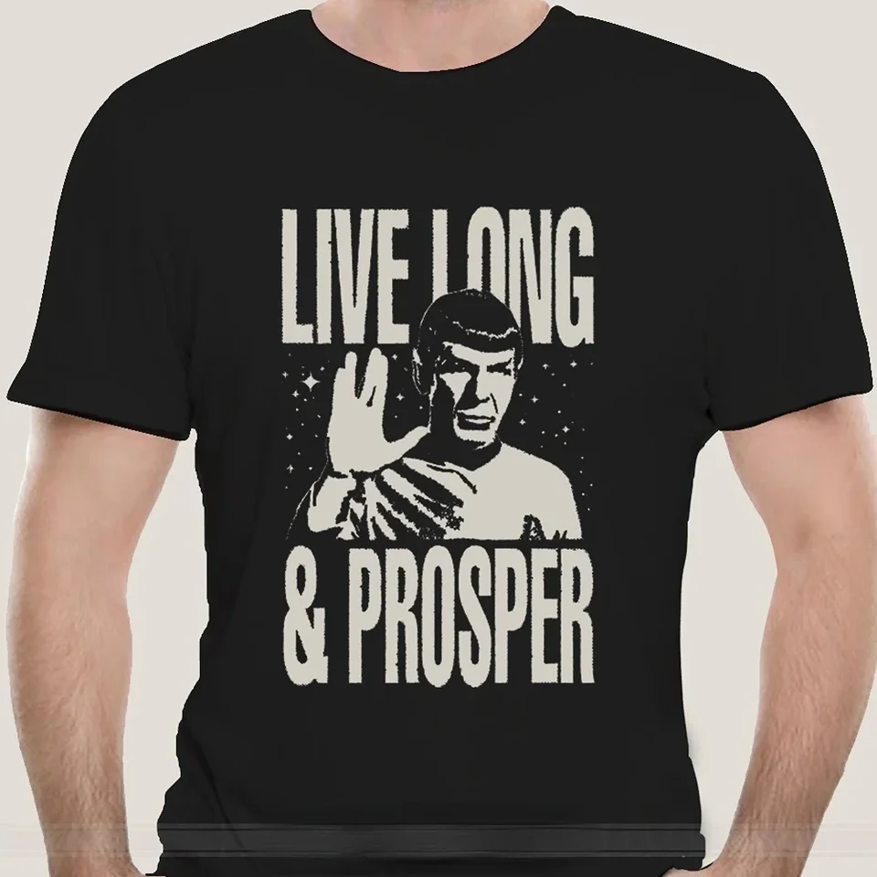Módne muži odevné hviezdy Treks Spock Live a prosper Licencované dospelé tričko Ženy retro tlačené tričko mužské camisety