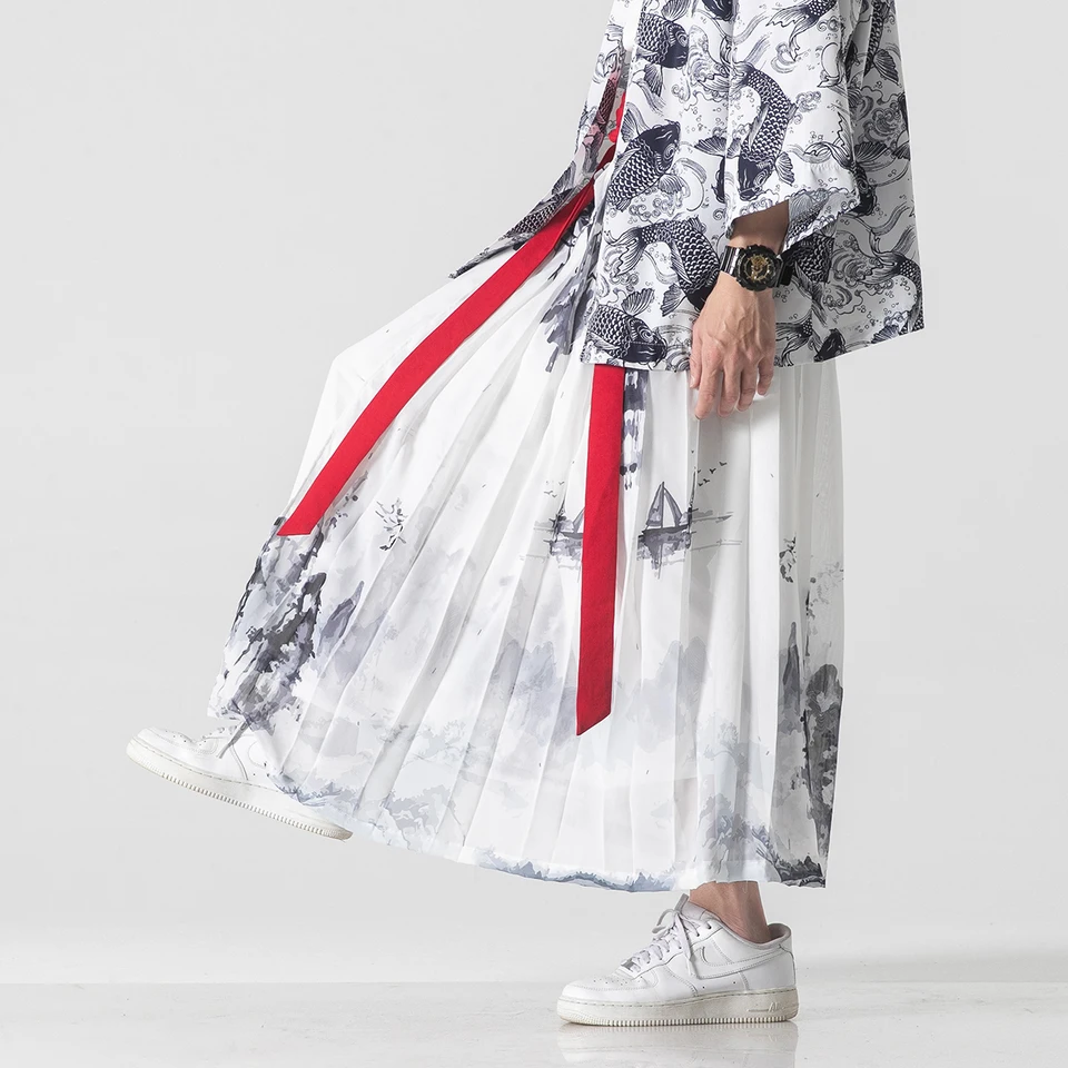 Módne muži streetwear široké nohavice nohavice pánske bavlnené bielizeň