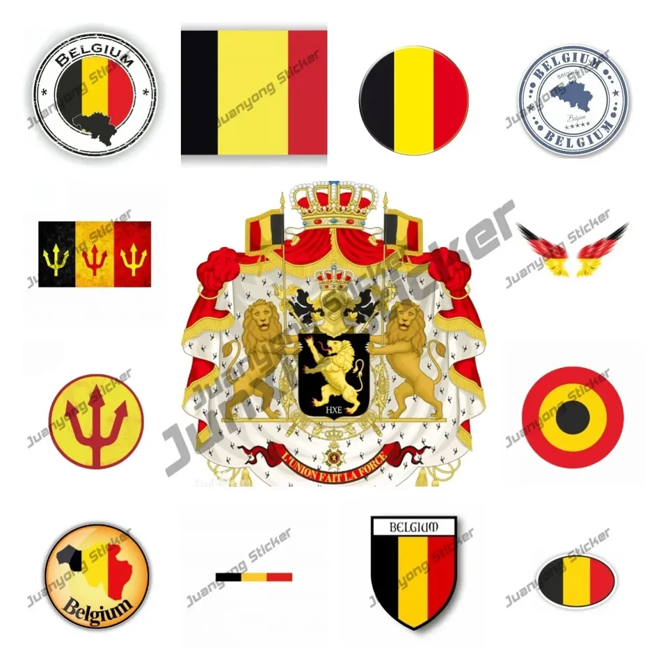 Módne nálepky na nálepky Nákladové nálepky Belgicko vlajková mapa Národný znak Styling Sticker Premium Kvalita Vinyl Auta